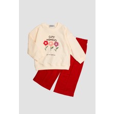 Chicsy Baby Örme Çiçek Detaylı Oversize  Alt Üst Bebek Çocuk Eşorfman Takımı