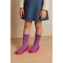 Bony Socks Kız Çocuk Uğur Böceği Desenli Makosen Soket Çorap Patik Panduf – Kaydırmaz Ev & Anaokulu Ayakkabısı Mor
