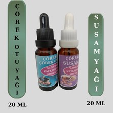 Çörekotacı %100 Doğal  Hakiki Soğuk Sıkım Susam Yağı 20 ml + Çörek Otu  Yağı 20 ml Damlalıklı Ikili Set