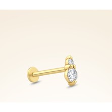Pare Pırlanta 0,08 Karat Pırlanta Iki Taşlı Piercing - PR01875