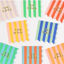 Meri Meri - Stripe Happy Birthday Large Napkins - Çizgili Happy Birthday Peçeteler (L) (x16)
