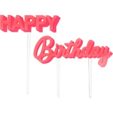 Meri Meri - Happy Birthday Pink Acrylic Toppers - Happy Birthday Pembe Akrilik Pasta Süsü