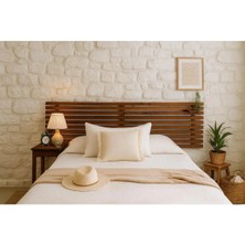 Pinoxi 200CM Masif Ahşap Yatak Başlığı Ceviz Renk + 2 Adet Raf Masif Ceviz Renk