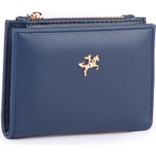 Nas Bag Kadın Ince Küçük Boy Kartlık Kağıt ve Bozuk Para Fonksiyonlu Lacivert Dona