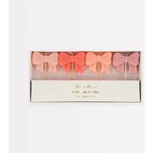 Meri Meri - Pink Bow Candles - Pembe Kurdele Mumlar (x4)