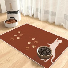 Kedi ve Köpek Mama Altlıgı Evcil Hayvan Beslenme Matı (Kiremit) Kolay Temizlenir Yıkanabilir
