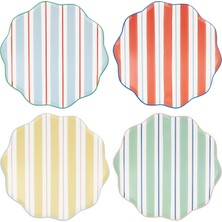 Meri Meri - Çizgili Tabaklar - L - 8 Adet