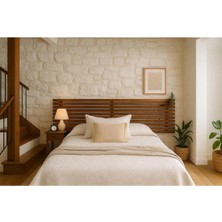 Pinoxi 2 Adet Raflı Masif Ahşap Yatak Başlığı Masif Ceviz Renk 180 cm