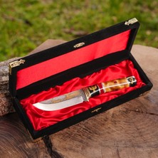 Köse Mehmet Avcı Bıçağı 25 cm – Geyik Boynuz Sap – N690 Çelik - 24K Altın - El Yapımı Özel Seri