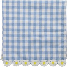 Meri Meri - Daisy Edge Gingham Napkins - Papatya Detaylı Pötikare Kumaş Peçeteler - 4'lü