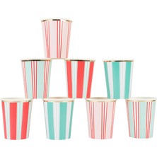 Meri Meri - Çizgili Varaklı Bardaklar - 8 Adet