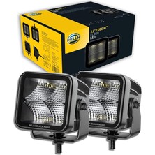 Leaf Shop Led-Uzun Huzme Far Cube Kit 3.2" - 12/24V - 3000LM - Dörtgen - Yakın Alan Aydınlatması - Kablo Uzunluğu: 500MM - Soket Modeli: Deutsch Soket - Takım - Miktar: 2 LED Lightbar