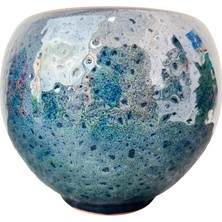 Leaf Shop Tasarımı Ev Dekorasyon Okyanus Mavisi Artistik Çift Sırlı Iç ve Dış Mekan Kullanımlı Toprak Terrakota Saksı Saksılık Salon Çiçeklik