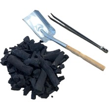 Leaf Shop Mangal Ateş Seti, 2 kg Meşe Kömürü - 1 Adet Kömür Ateş Soba Küreği - 1 Adet Mangal Maşa