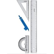 Leaf Shop Yıldızlar Çizim Takımı (30CM Cetvel+Gönye+Iletki+Pergel) Tek Ebat Şeffaf