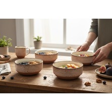 Lia Porselen 2 Parça Granola ve Salata Kase Seti 14 cm - Reactive Pembe