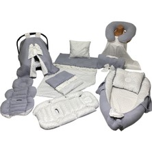 Happy Baby Dikiş Atölyesi 13’lü Babynest Puset Örtüsü Alt Açma Emzirme Yastığı Örtüsü Ana Kucağı Bebek Arabası Minderi Anne Yanı Yenidoğan Bebek Yorgan Pike