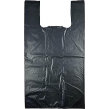 Leaf Shop Siyah Poşet Büyük Boy Hışır Atlet Poşet Market Manav Poşeti Çöp Poşeti 1 kg
