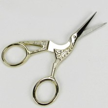 Leaf Shop Vitrini Leylek Şeklinde Gold (Altın) Renk Söz ve Nişan Makası