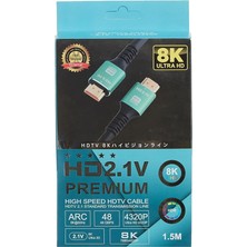 Leaf Shop (CPS8K15) 1,5mt 8k 60HZ HDMI 2.1 - Ethernet 48 Gbps Metal Başlık HDMI Kablo