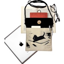 Leaf Shop Kitap/tablet/ebook Çantası – Kılıfı (Kitap Kahve Kedi)