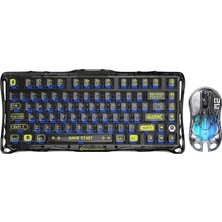 Leaf Shop Mercury K1 Lite+M2 Kablosuz Rgb Işıklı Mekanik Q Gaming Klavye ve Optik Mouse Seti (Şeffaf Siyah)