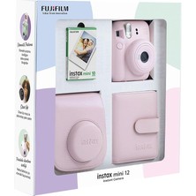 Leaf Shop Mini 12 Fotoğraf Makinesi 10'lu Film Kare Albüm ve Deri Kılıf Bundle Box (Pembe)
