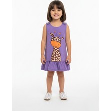 New Kids Baskılı Fırfırlı Fiyonklu Kız Çocuk Elbise