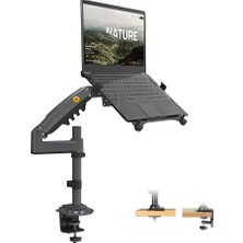 Leaf Shop Bayou Nb 10-17 Inç Dizüstü Bilgisayar Için Ayarlanabilir Tepsili Dizüstü Bilgisayar Montajı, 17-30 Inç Monitör Için Vesa Plakalı Tam Hareket Kolu (4.4~20 Lb Içinde), Kelepçeli Gromet Montajı