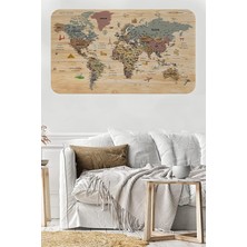 Leaf Shop Sepeti Ahşap Görünümlü Türkce Eğitici Detaylı Atlası Dekoratif Dünya Duvar Sticker 3844