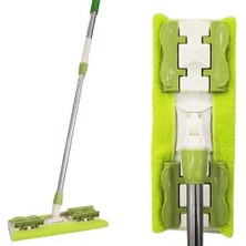 Leaf Shop Mandallı Kaliteli Mop, 360 Derece Döner Başlıklı, Saplı, Yoğun Kullanıma Uygun, Sert Zeminler Için Uygun, Kaliteli Ithal, 1 Adet Yedek Bez (Yeşil)