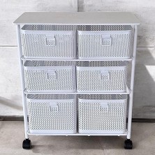 Leaf Shop Home 3 Katlı Bölmeli Paslanmaz Metal Sebzelik (Beyaz)