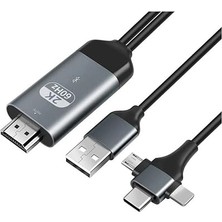 Leaf Shop G03-C Combo 3in1 Lightning/micro Usb/type-C To HDMI Ios Android Görüntü Aktarıcı Kablo 2 Metre