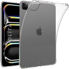 Leaf Shop iPad Pro 11 Inç M4 Uyumlu Şeffaf Silikon Tablet Kılıfı Koruma Arka Kapak Köşe Korumalı A2836 2024