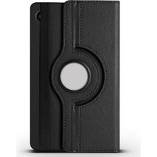 Leaf Shop Samsung Galaxy Tab A9 Plus ile Uyumlu Kılıf 360 Derece Dönen Standlı Pu Deri Kapaklı - Siyah