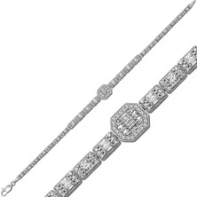 Aya Diamond Gümüş Baget Taşlı Su Yolu Bileklik