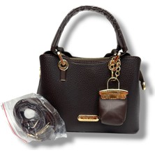 Janussi 2019-26 Baskı Deri Maskotlu El ve Omuz Askılı Kadın Çanta