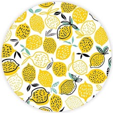 Leaf Shop 10011505223 Sarı Limonlar Cam Kesme Tahtası, Çap 32CM