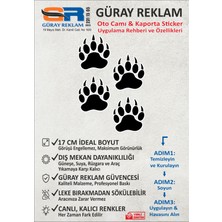 Güray Reklam Pençe Izi Tasarımlı 4'lü Set Oto Cam ve Kaporta Sticker (17 Cm)