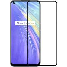 Leaf Shop Realme 6 Tam Kaplayan Çerçeveli Tempered Ekran Koruyucu - Siyah