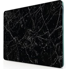 Leaf Shop Cam Kesme Tahtası Panosu 25 x 35 Kırılmaya Isıya Çizilmeye Dayanıklı Antibakteriyel Doğal Kesme Tablası Siyah Mermer Design