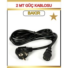 Dunairo Power Güç Kablosu Bakır 2 Metre Kasa Pc Monitör Yazıcı Arası Bakır Elektrik Kablosu Pover Kablo