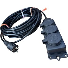 Leaf Shop Grup Priz 3x2.5mm Ttr Topraklı Siyah Kauçuk Uzatma Kablosu (15 Metre)