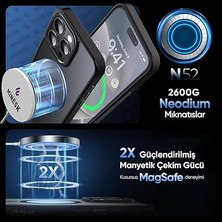 Leaf Shop iPhone 13 ve 14 Için Mattmag Serisi Magsafe ile Uyumlu Kablosuz Şarj Destekli Arkası Mat Silikon Kılıf Yükseltilmiş Lens Çerçeveli ve Metal Tuş Takımlı Ultra Güçlü Koruma Kılıf (Siyah, 13-14)