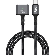 Leaf Shop BXM3C 140W Type-C To Magsafe 3 Macbook Pro ve Macbook Air 13″ 14″ 16″ M1 M2 Uyumlu Pd 3.1 Manyetik Örgülü Hızlı Şarj Kablosu 2 Metre