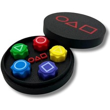 Leaf Shop Beş Taş Renkli Oyun Taşları Seti, Kumlu ve Yuvarlak Siyah Kutuda Kalamar Oyunu