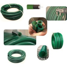 Leaf Shop Industrıal Örgülü Bahçe Hortumu Yarım Parmak 1/2”inç Normal Musluklara Uygun (20 Metre, Red)