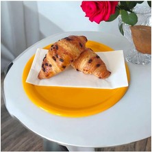 Leaf Shop Metal Tepsi Metal Tabak 6 Adet Yuvarlak Çay ve Kahve Sunum Tepsisi Sunumluk Tabak 17 cm Sarı 17 x 17