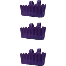 Leaf Shop Akasya Çift Askılı Saksı, 30 cm Çit Balkon Saksı (Mor)