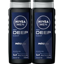 Leaf Shop Men Deep Dimension Duş Jeli, Vücut,yüz ve Saç Şampuanı 2X500ML